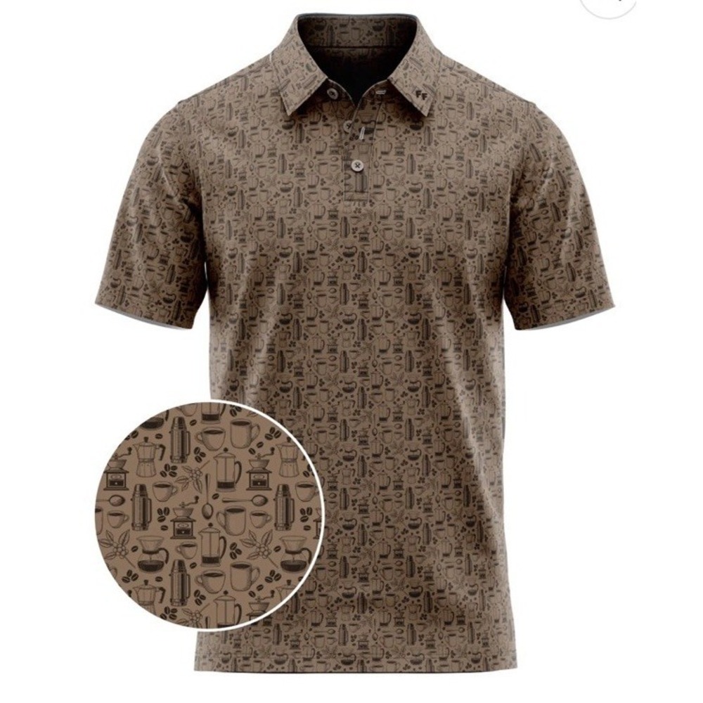 Fore Fathers Short Sleeve Performance Polo Shirt Golf Dad Coffee Rise & Grind XX